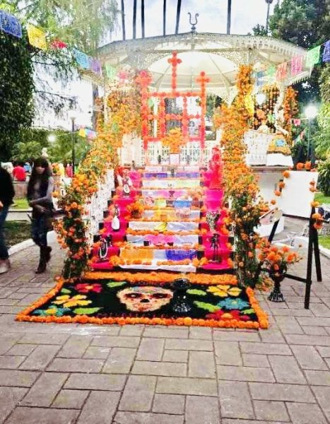 THE SHOW OF THE ALTERS: An alter at the town square of Angamacutiro, Michoacan.