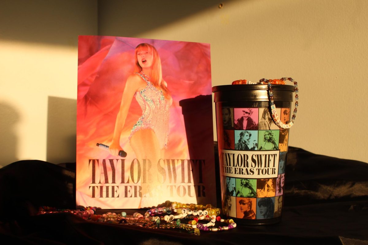 SWIFT TAKEOVER: Exclusive Taylor Swift merchandise only available at AMC theaters upom the release of the film alongside homemade friendship bracelets. During the U.S. leg of The Eras Tour, making and trading beaded friendship bracelets became common practice at Swifts performances due to a lyric in her song Youre on Your Own Kid in which the bracelets are mentioned.