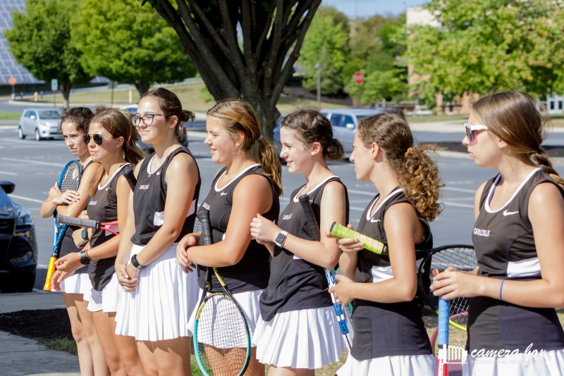 MATCH UP: The girls in line, ready to play.