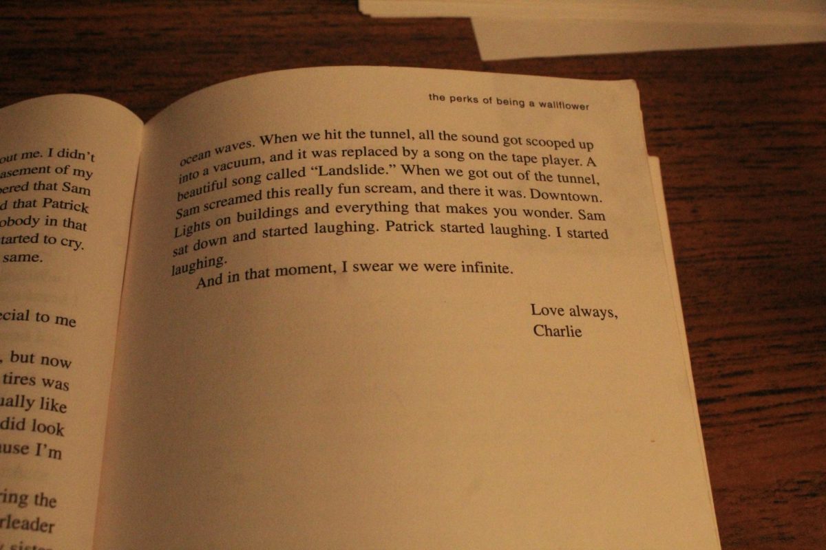 A noteworthy page from The Perks of Being a Wallflower, which is written as a series of letters detailing Charlies life to an unknown person. 
