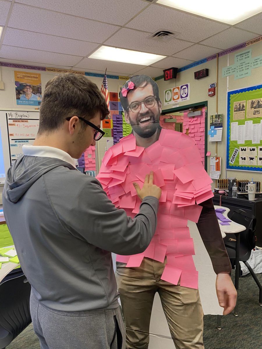 Daris Dedic adds gets started on making a cutout Mr.Bigelow a beautiful sticky note dress. 