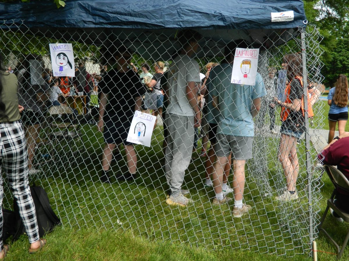 Makeshift jail wanted posters.