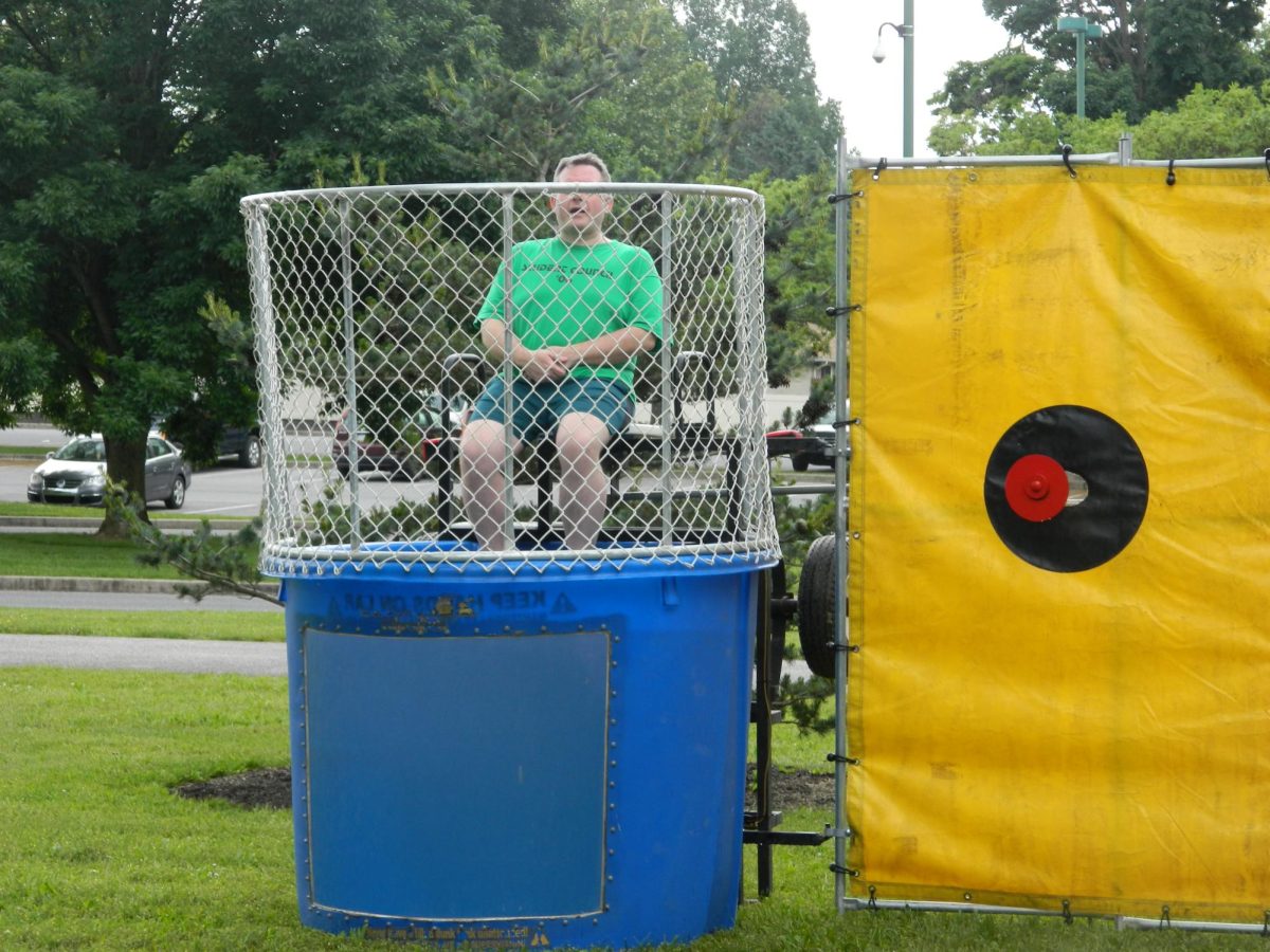 Mr. Fahnestock volunteering for the dunk tank.