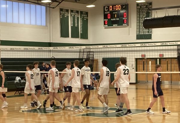 The Carlisle team shakes hands with Chambersburg before their match on Monday, April 22. Carlisle won 3-0.