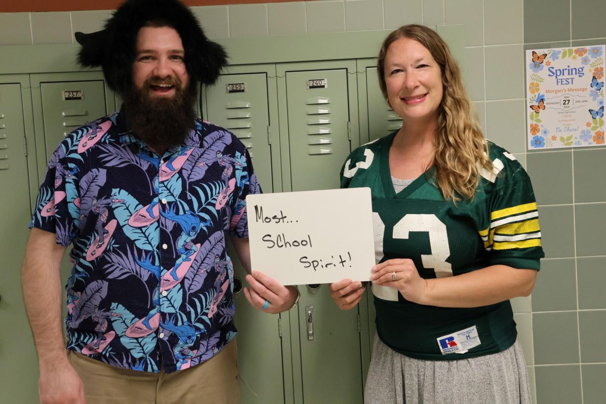Mr. Dickerson and Mrs. Disbrow win "Most school spirit"